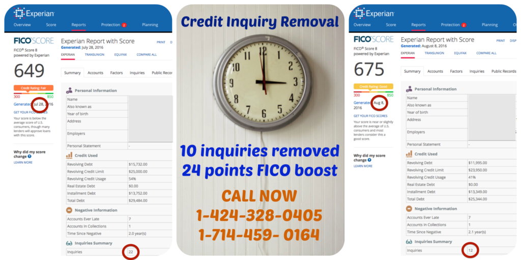 Hard Credit Inquiry Removal and Inquiry Removal Results