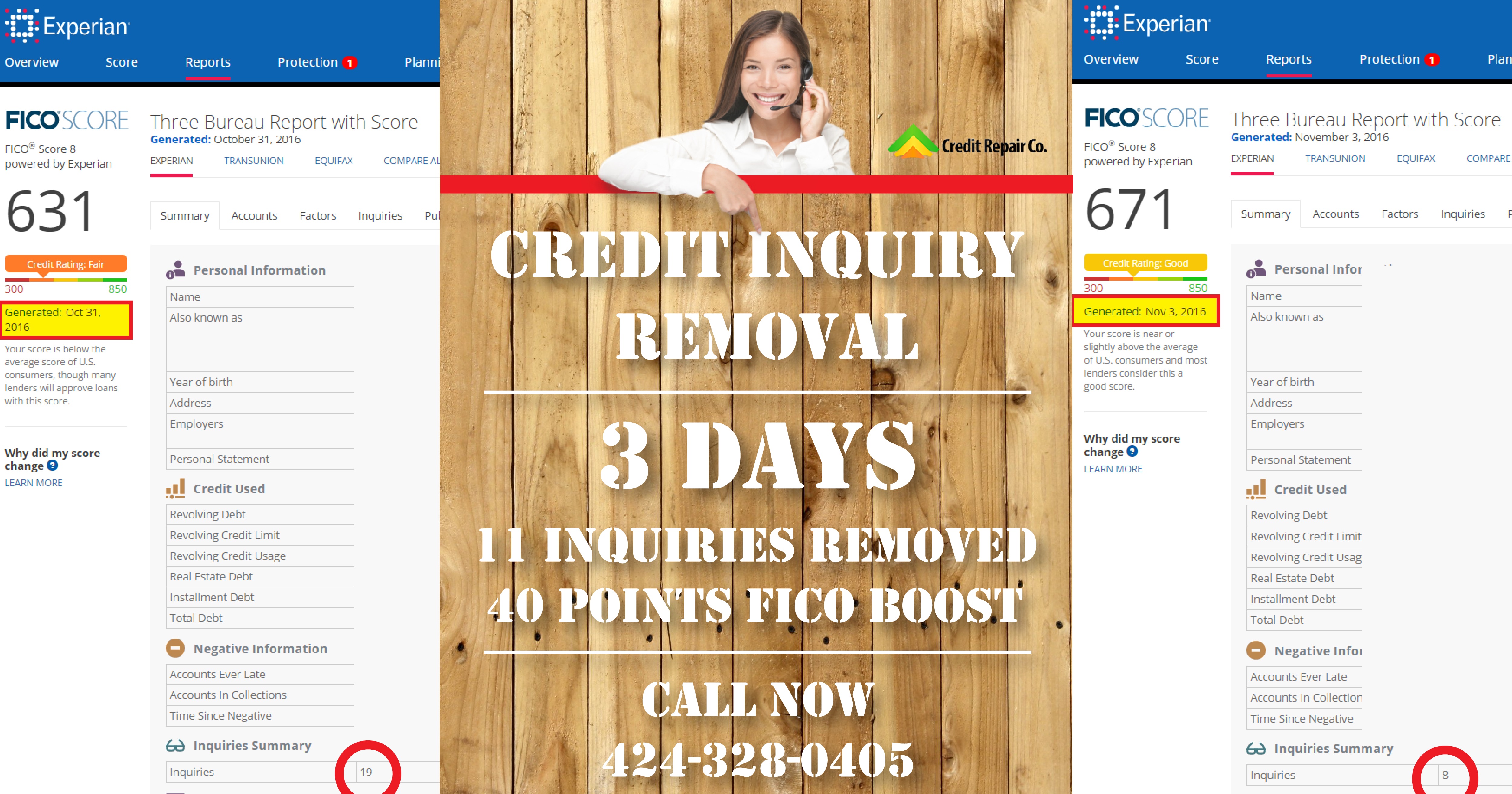 Hard Credit Inquiry Removal With Before After Results 